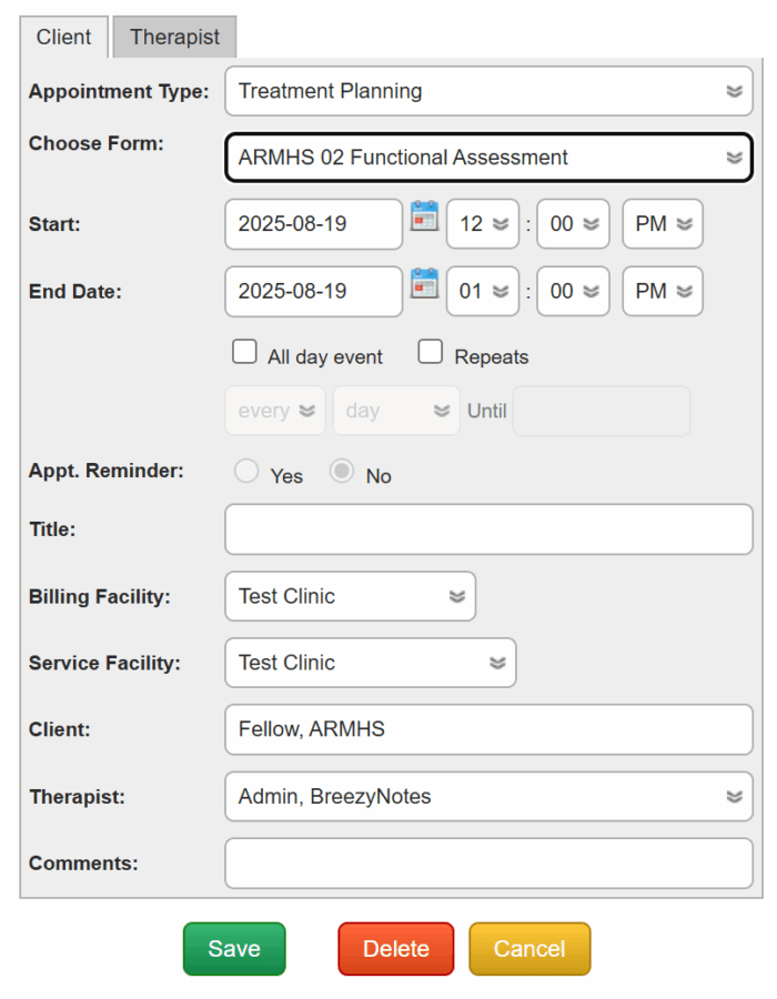 Functional Assessment (ARMHS) - BreezyNotes EHR